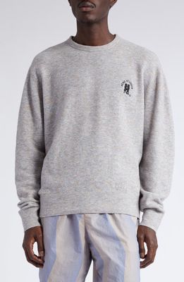 Acne Studios Embroidered Logo Mélange Sweater in Light Grey/Brown Melange