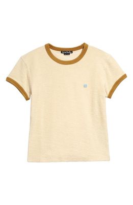 Acne Studios Emmbar Logo Patch Terry Cloth Ringer T-Shirt in Cream Beige