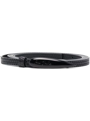 Acne Studios engraved-logo leather belt - Black