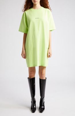 Acne Studios Erin Stamp T-Shirt Dress in Fluo Green