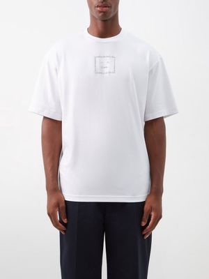 Acne Studios - Exford Crystal Face-logo Cotton T-shirt - Mens - White