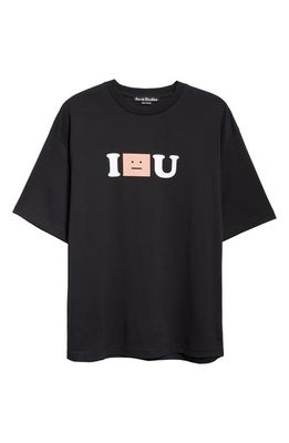 Acne Studios Exford I Face U Cotton Graphic T-Shirt in Black