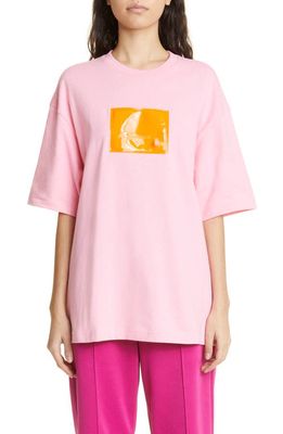 Acne Studios Exford Inflatable Logo Organic Cotton T-Shirt in Bubblegum Pink