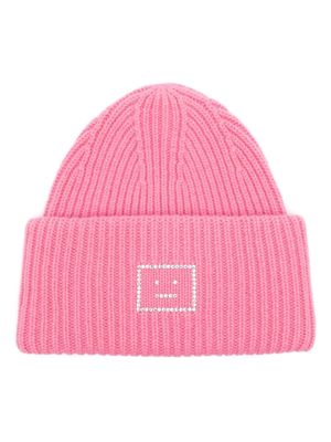 Acne Studios face-appliqué beanie - Pink