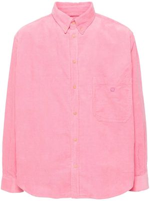 Acne Studios face-logo appliqué corduroy shirt - Pink