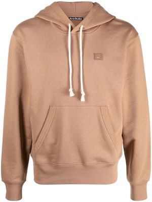 Acne Studios face logo-patch cotton hoodie - Brown