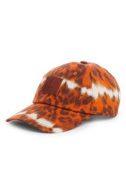 Acne Studios Face Patch Animal Print Baseball Cap in Rust Red/Brown