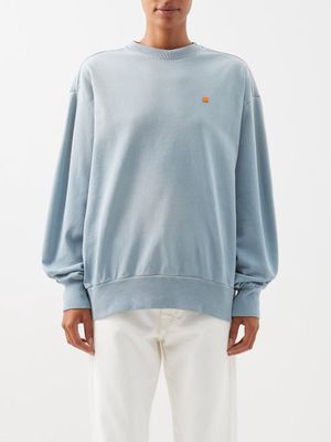 Acne Studios - Face-patch Cotton-jersey Sweatshirt - Womens - Light Blue