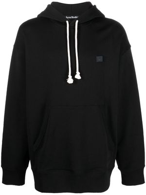 Acne Studios face-patch organic cotton hoodie - Black