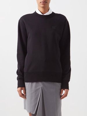 Acne Studios - Fairah Face-logo Organic-cotton Sweater - Womens - Black