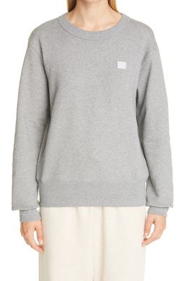 Acne Studios Fairah Face Patch Organic Cotton Sweatshirt in Light Grey Melange