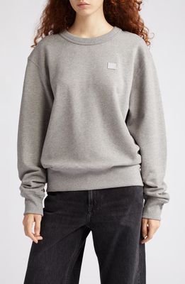 Acne Studios Fairah Face Patch Oversize Cotton Sweatshirt in Light Grey Melange