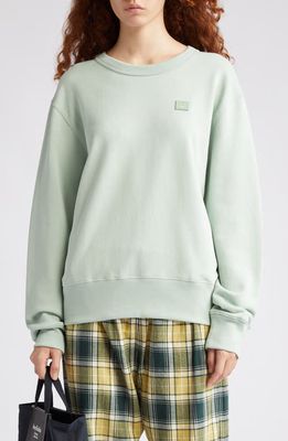 Acne Studios Fairah Face Patch Oversize Cotton Sweatshirt in Soft Green