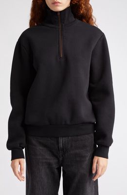 Acne Studios Fenrik Quarter Zip Cotton Blend Sweatshirt in Black