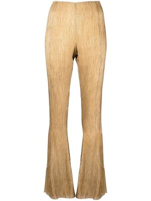 ACNE STUDIOS flared plissé silk trousers - Brown