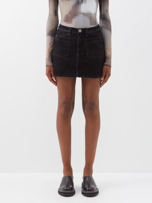 Acne Studios - Flocked Denim Mini Skirt - Womens - Black