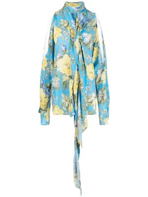 Acne Studios floral-print cut-out blouse - Blue