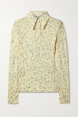 Acne Studios - Floral-print Stretch-jersey Polo Top - Yellow