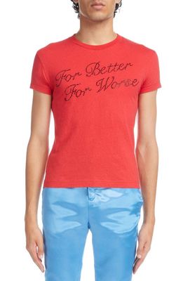 Acne Studios For Better For Worse Crystal Embellished T-Shirt in Cardinal Red