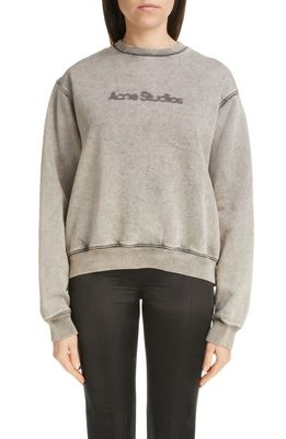 Acne Studios Franziska Blurred Logo Graphic Sweatshirt in Faded Grey