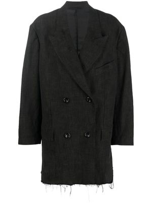 Acne Studios frayed hem double breasted peacoat - Grey