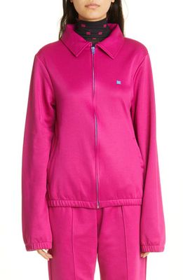 Acne Studios Fuego Face Oversize Track Jacket in Fuchsia Pink