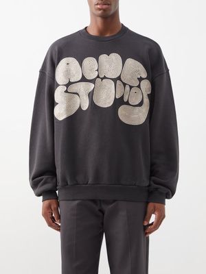 Acne Studios - Fyre Bubble-logo Jersey Sweatshirt - Mens - Grey Multi