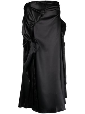 Acne Studios gathered asymmertic long skirt - Black
