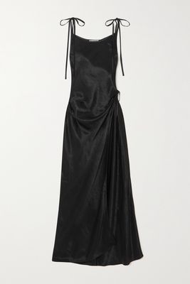 Acne Studios - Gathered Hammered-satin Maxi Dress - Black