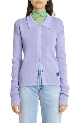 Acne Studios Gender Inclusive Keat Wool Blend Polo Cardigan in Iris Purple