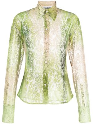 Acne Studios gradient-effect lace shirt - Green