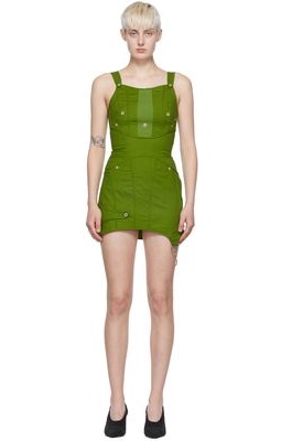 Acne Studios Green Cotton Mini Dress