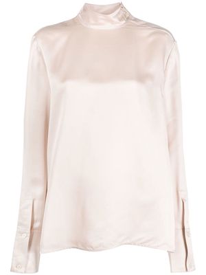 Acne Studios high-neck silk-blend blouse - Neutrals