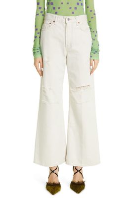 Acne Studios High Waist Rip Relaxed Fit Jeans in White