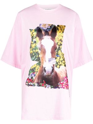 Acne Studios horse-print organic cotton T-shirt - Pink