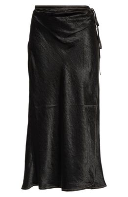 Acne Studios Iala Crinkle Satin Wrap Skirt in Black