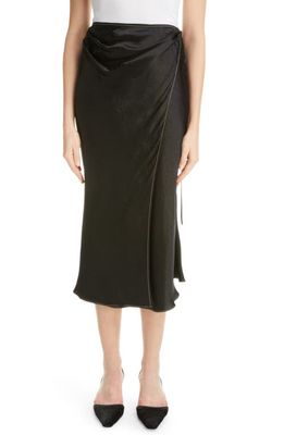 Acne Studios Iala Topstitch Satin Wrap Skirt in Black