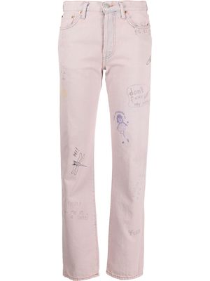 Acne Studios illustration print straight-leg jeans - Pink