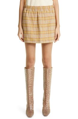 Acne Studios Issyn Check Flannel Miniskirt in Brown/Orange