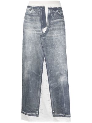 Acne Studios jeans-print midi skirt - Blue