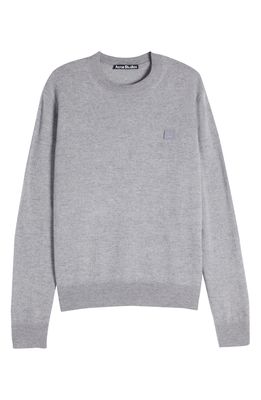 Acne Studios Kalon Face Patch Wool Sweater in Grey Melange