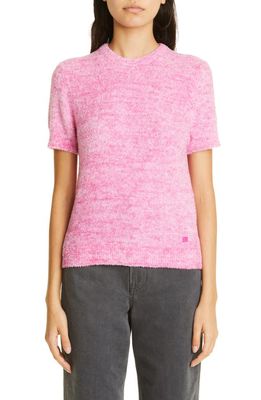 Acne Studios Katarina Hairy Short Sleeve Sweater in Bubble Gum Pink Melange