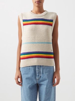Acne Studios - Kavram Rainbow-stripe Wool Sweater Vest - Womens - White Multi