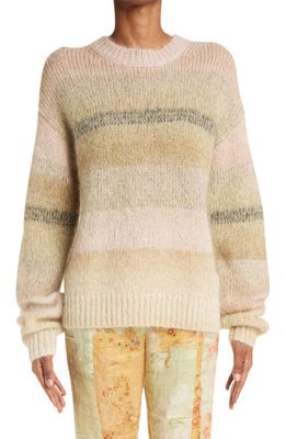 Acne Studios Kelise Dégradé Stripe Oversize Crewneck Sweater in Warm Beige/Multi