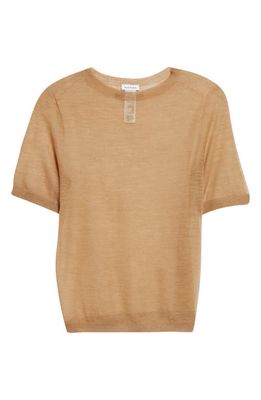 Acne Studios Kemon Seamless Sheer Wool Blend T-Shirt in Camel Beige