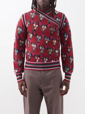Acne Studios - Kemper Jacquard Wool-blend Sweater - Mens - Red Multi