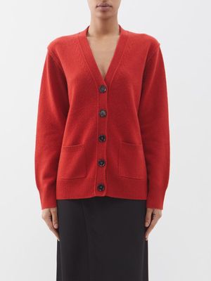 Acne Studios - Kendry V-neck Wool-blend Cardigan - Womens - Red
