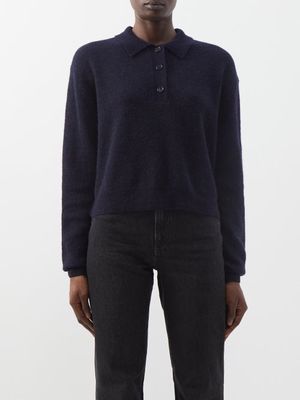 Acne Studios - Kessa Quarter-button Alpaca-blend Sweater - Womens - Dark Navy