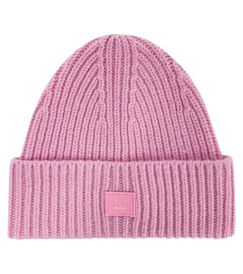 Acne Studios Kids Face ribbed-knit wool beanie