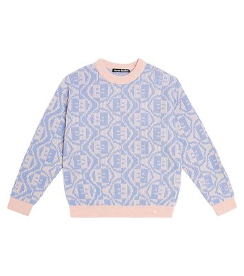 Acne Studios Kids Face wool and cotton sweater